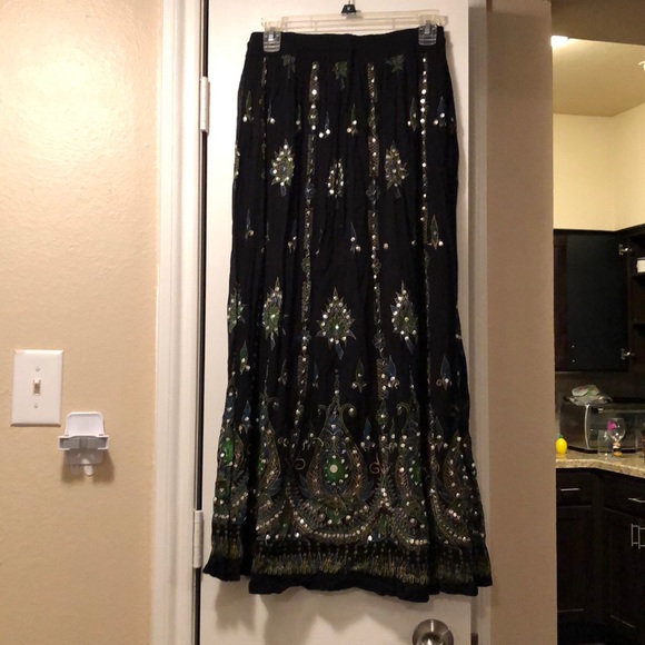Dresses & Skirts - Boho black Indian maxi skirt